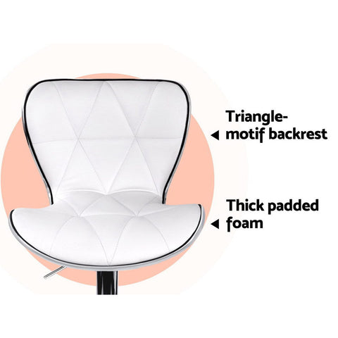 Artiss 4x Bar Stools Gas Lift Leather Seat White Chez Guru