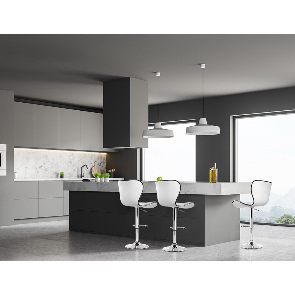 Artiss 4x Bar Stools Gas Lift Leather Seat White Chez Guru