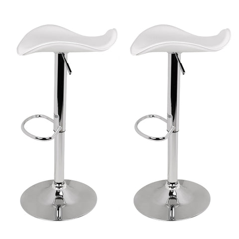 Artiss 2x Bar Stools Leather Gas Lift Chair White Chez Guru