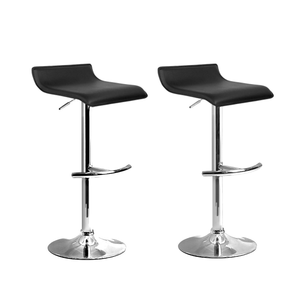 Artiss 2x Bar Stools Adjustable Gas Lift Chairs Black Chez Guru