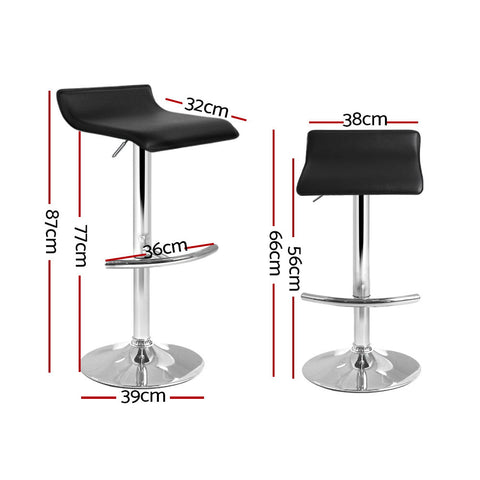 Artiss 2x Bar Stools Adjustable Gas Lift Chairs Black Chez Guru