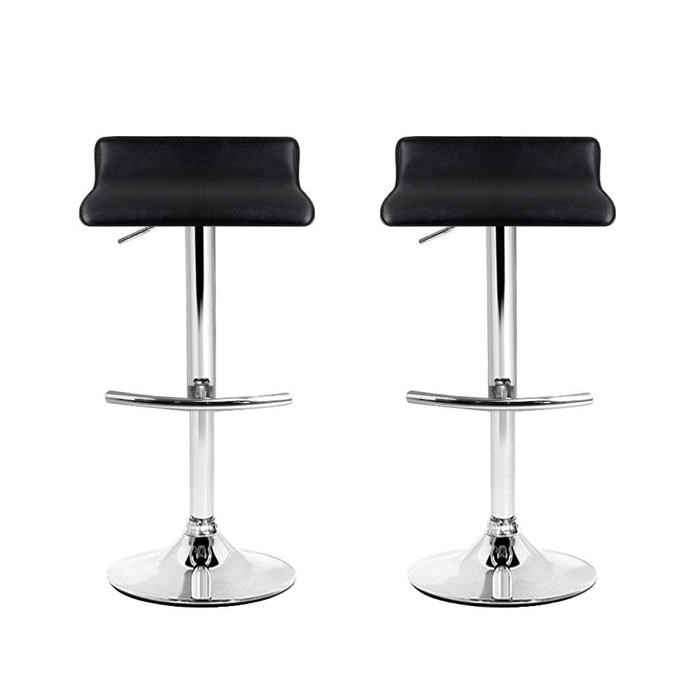 Artiss 2x Bar Stools Adjustable Gas Lift Chairs Black Chez Guru