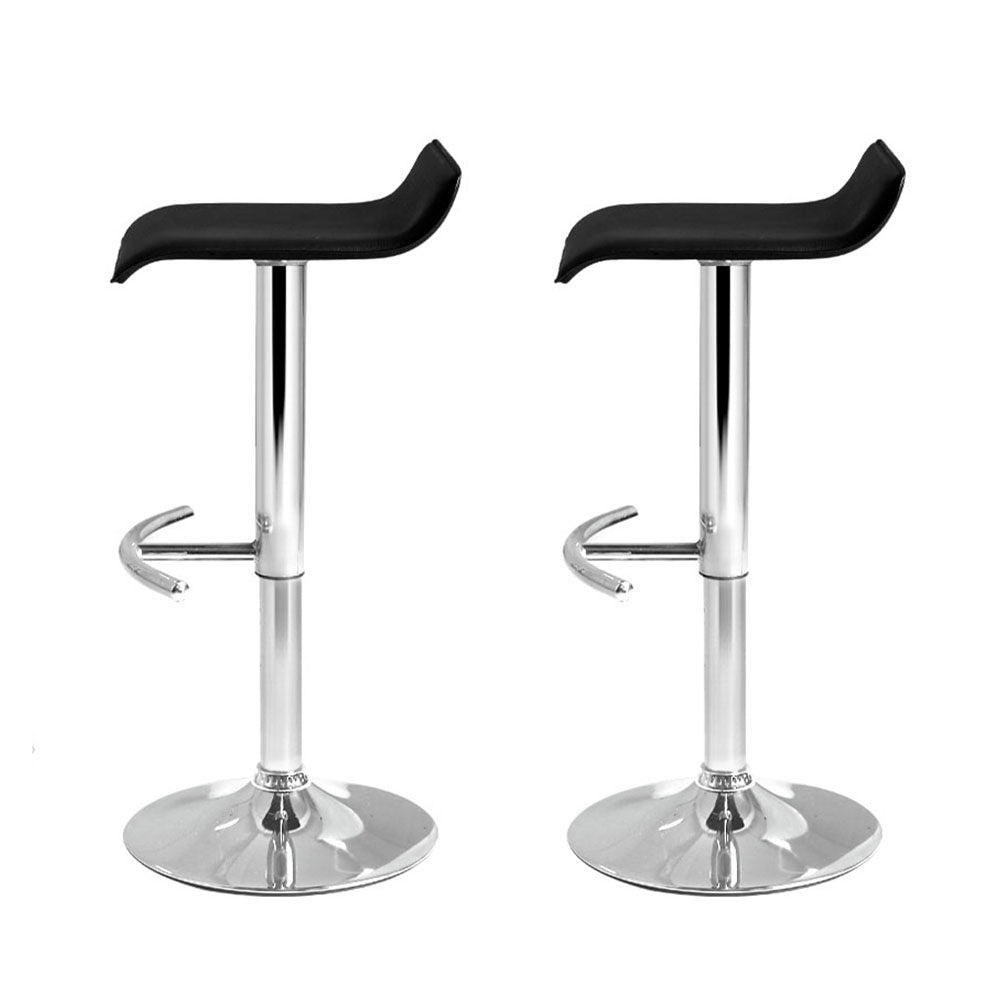 Artiss 2x Bar Stools Adjustable Gas Lift Chairs Black Chez Guru