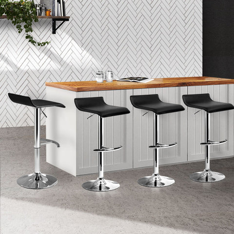 Artiss 4x Bar Stools Adjustable Gas Lift Chairs Black Chez Guru