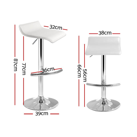 Artiss 2x Bar Stools Adjustable Gas Lift Chairs White Chez Guru