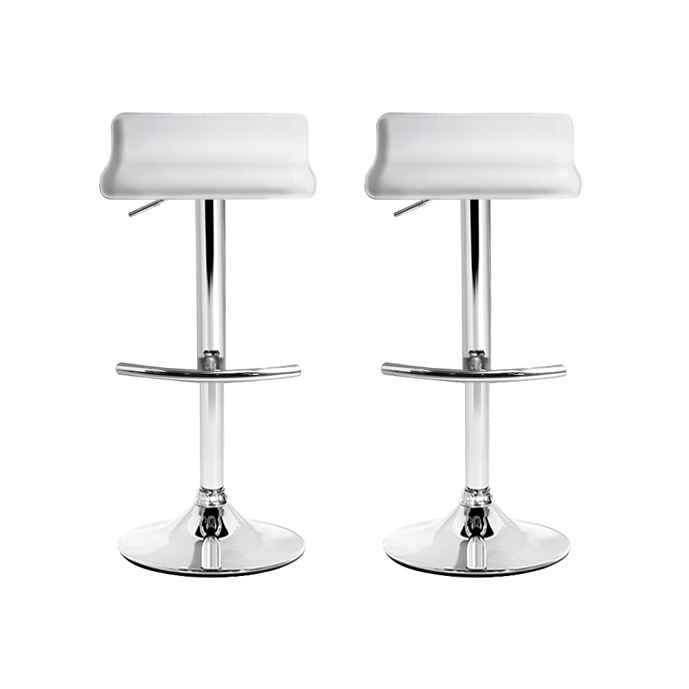 Artiss 2x Bar Stools Adjustable Gas Lift Chairs White Chez Guru