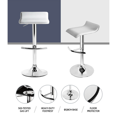 Artiss 2x Bar Stools Adjustable Gas Lift Chairs White Chez Guru