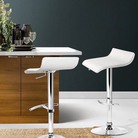 Artiss 2x Bar Stools Adjustable Gas Lift Chairs White Chez Guru
