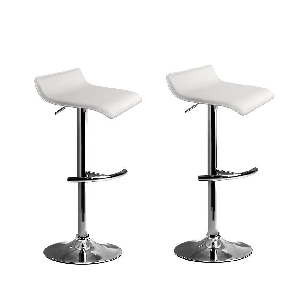 Artiss 2x Bar Stools Adjustable Gas Lift Chairs White Chez Guru