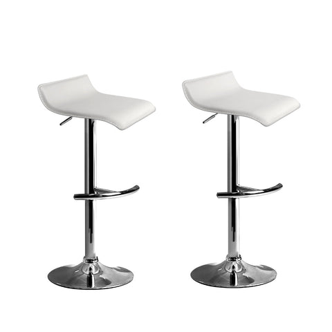 Artiss 2x Bar Stools Adjustable Gas Lift Chairs White Chez Guru