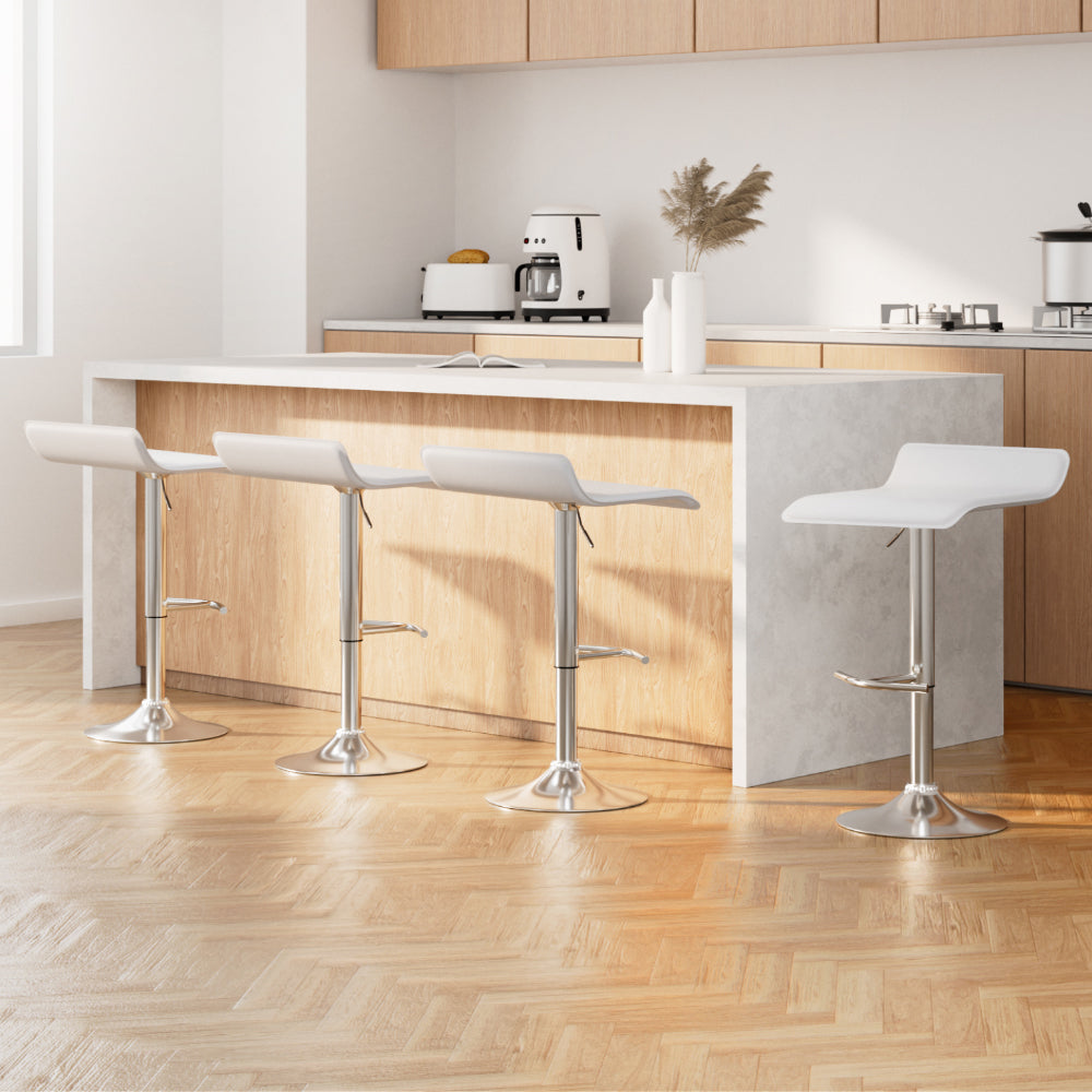 Artiss 4x Bar Stools Adjustable Gas Lift Chairs White Chez Guru