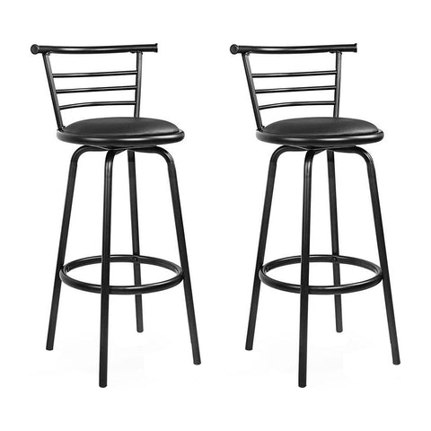 Artiss 2x Bar Stools Swivel Leather Padded Metal Chez Guru