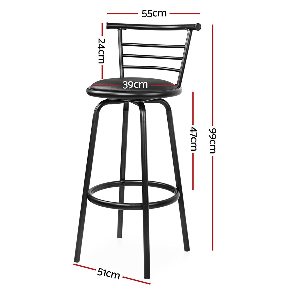 Artiss 2x Bar Stools Swivel Leather Padded Metal Chez Guru