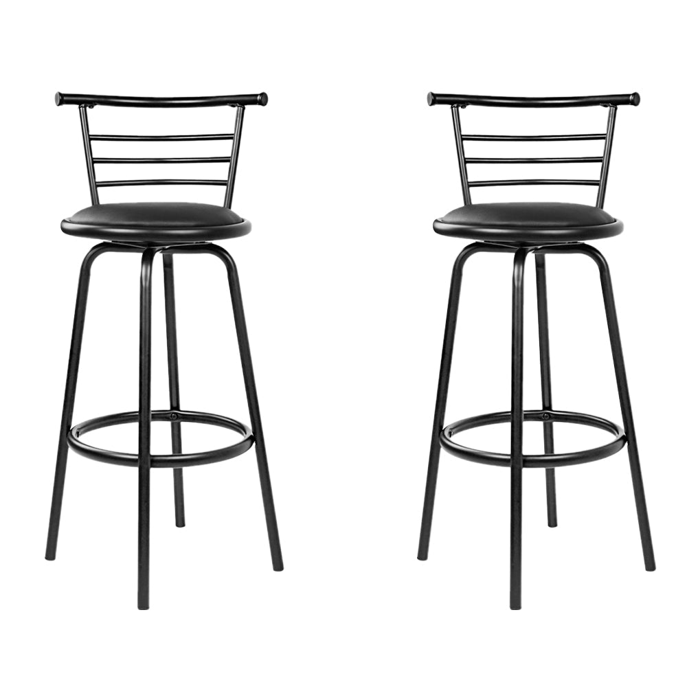 Artiss 2x Bar Stools Swivel Leather Padded Metal Chez Guru