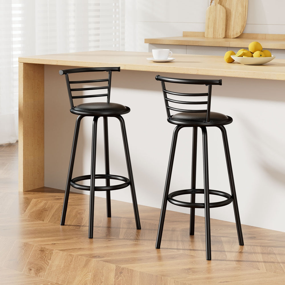 Artiss 2x Bar Stools Swivel Leather Padded Metal Chez Guru
