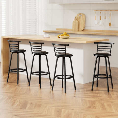 Artiss 4x Bar Stools Swivel Leather Padded Metal Chez Guru