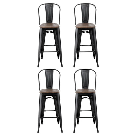 4x Artiss Metal Bar Stools Wooden Seat Retro Counter Stool Chez Guru