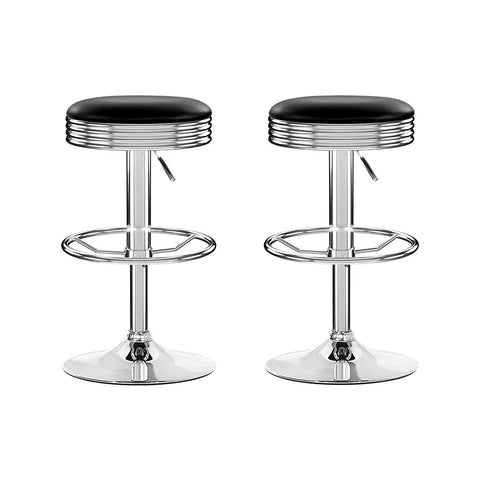 Artiss Set of 2 Backless PU Leather Bar Stools - Black and Chrome Chez Guru