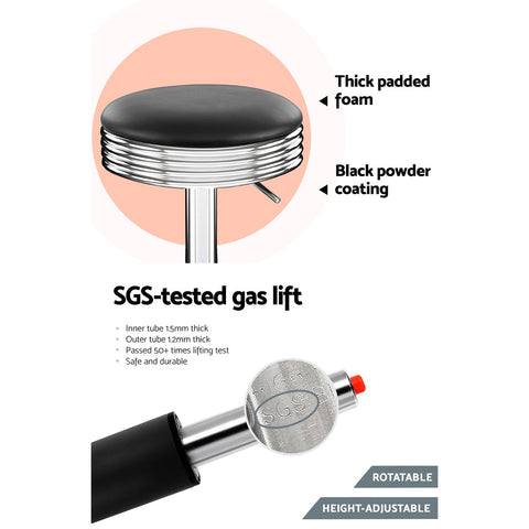 Artiss Set of 2 Backless PU Leather Bar Stools - Black and Chrome Chez Guru