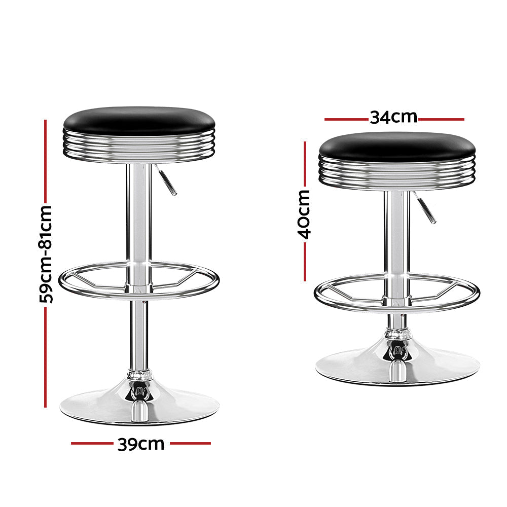 Artiss 4x Bar Stools Leather Padded Gas Lift Silver Chez Guru