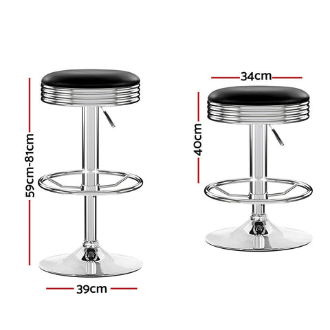 Artiss 4x Bar Stools Leather Padded Gas Lift Silver Chez Guru