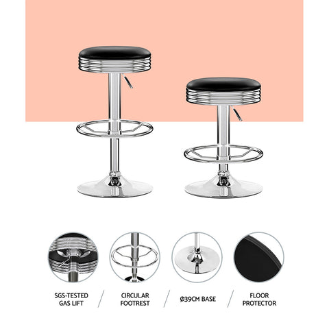 Artiss 4x Bar Stools Leather Padded Gas Lift Silver Chez Guru