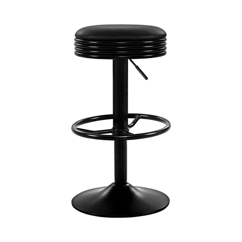 Artiss 2x Bar Stools Leather Padded Gas Lift Black Chez Guru