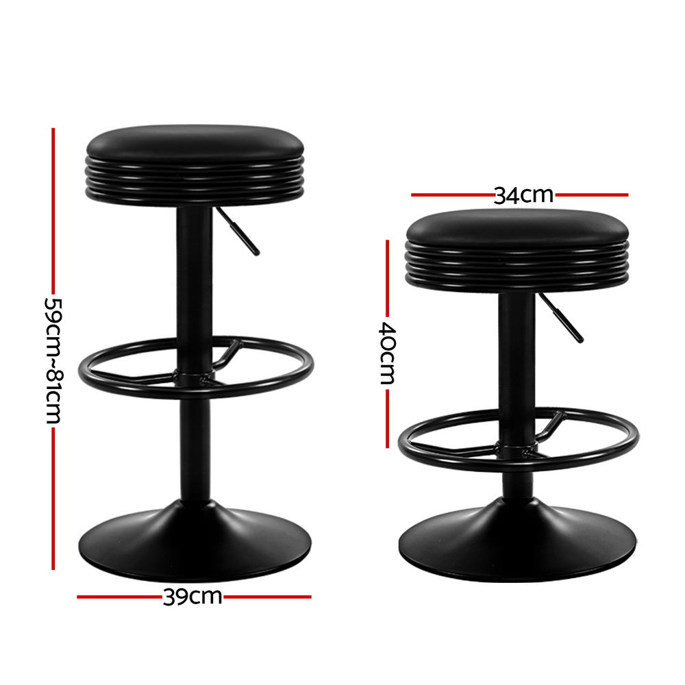 Artiss 4x Bar Stools Leather Padded Gas Lift Black Chez Guru