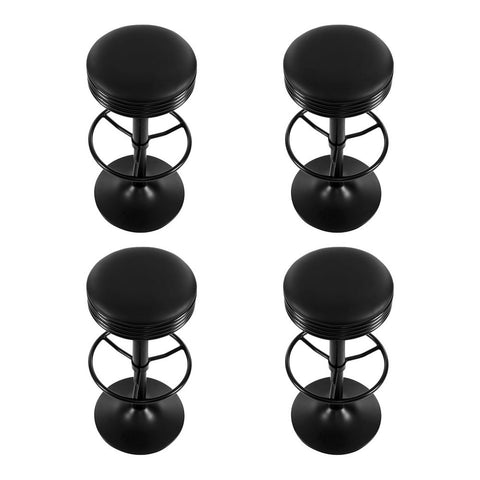 Artiss 4x Bar Stools Leather Padded Gas Lift Black Chez Guru