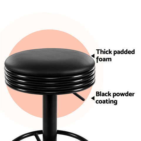 Artiss 4x Bar Stools Leather Padded Gas Lift Black Chez Guru
