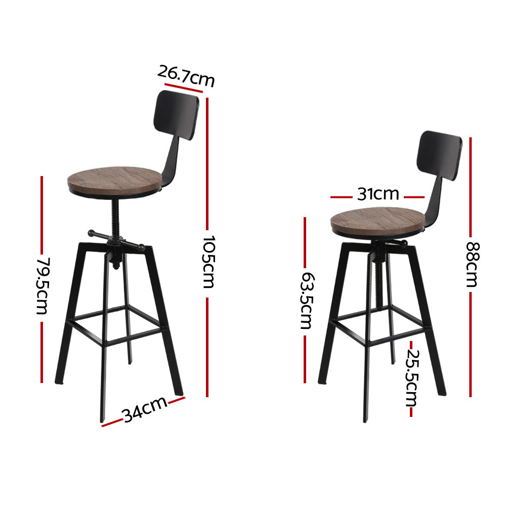Artiss Bar Stools Kitchen Counter Chairs Vintage Metal Chairs x2 Chez Guru