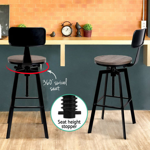 Artiss Bar Stools Kitchen Counter Chairs Vintage Metal Chairs x2 Chez Guru