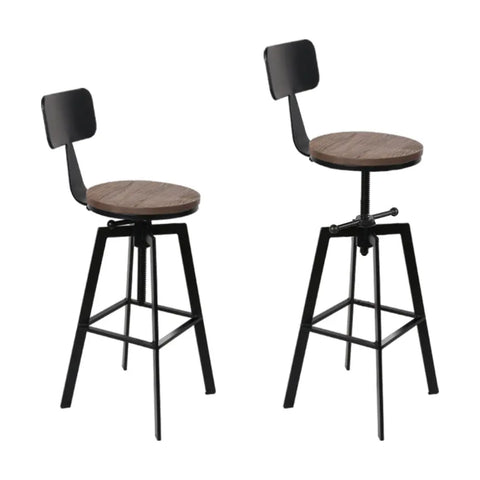Artiss 4x Bar Stools Kitchen Dining Chairs Adjustable Wood Stool w/Backrest - Chez Guru