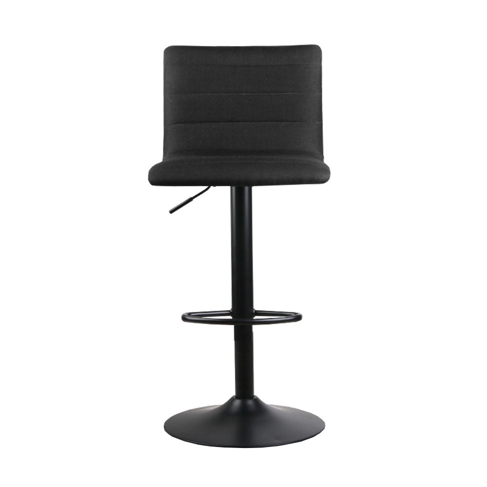 Artiss 2x Bar Stools Gas Lift Linen Fabric Black Chez Guru