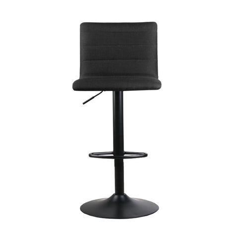 Artiss 2x Bar Stools Gas Lift Linen Fabric Black Chez Guru