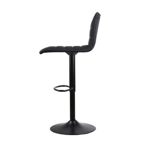 Artiss 2x Bar Stools Gas Lift Linen Fabric Black Chez Guru