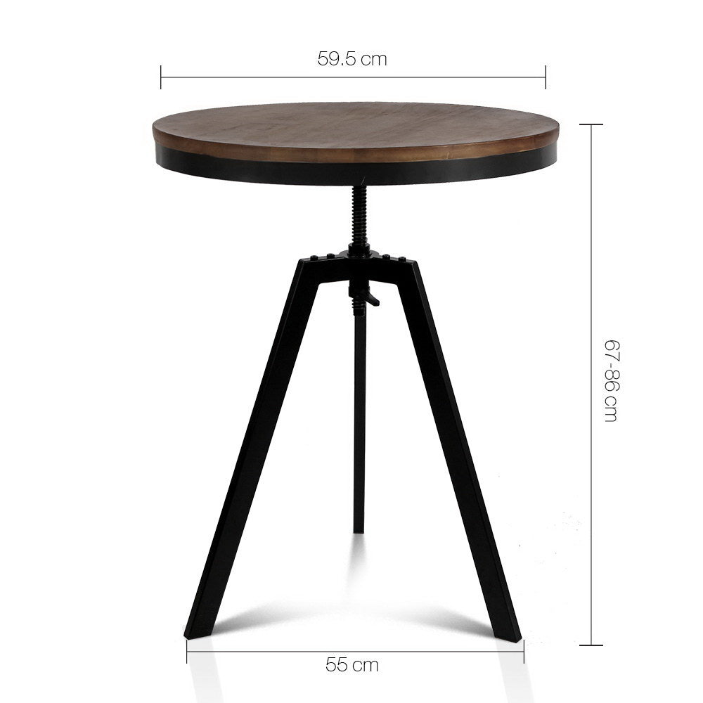 Artiss Bar Table 67-86CM Height Round Brown Chez Guru
