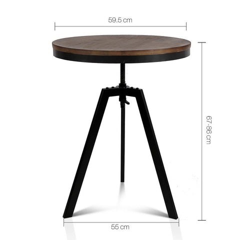 Artiss Bar Table 67-86CM Height Round Brown Chez Guru
