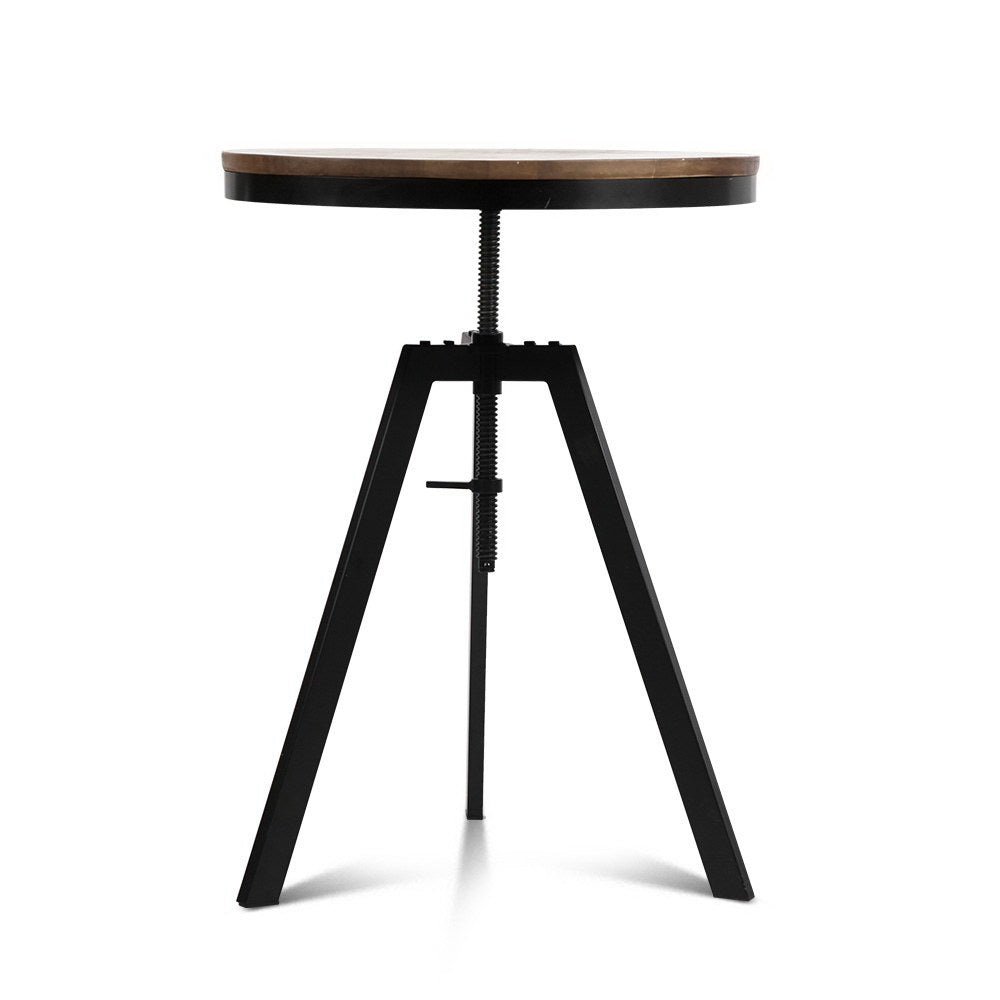 Artiss Bar Table 67-86CM Height Round Brown Chez Guru