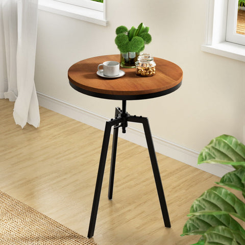 Artiss Bar Table 67-86CM Height Round Brown Chez Guru