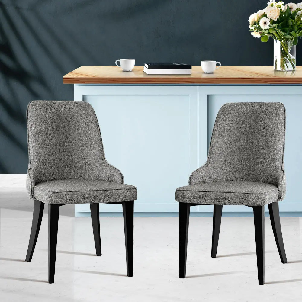 Artiss Dining Chairs Set of 2 Linen Fabric Grey Chez Guru