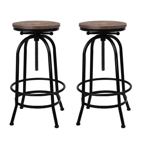 Artiss 2x Bar Stools Adjustable Wood Chairs