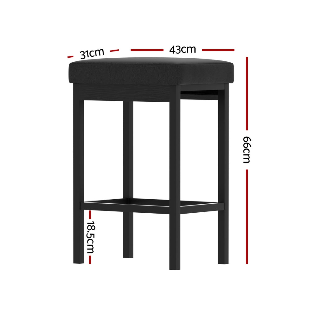 2x Artiss Metal Bar Stools PU Seat Dining Counter Chairs Chez Guru