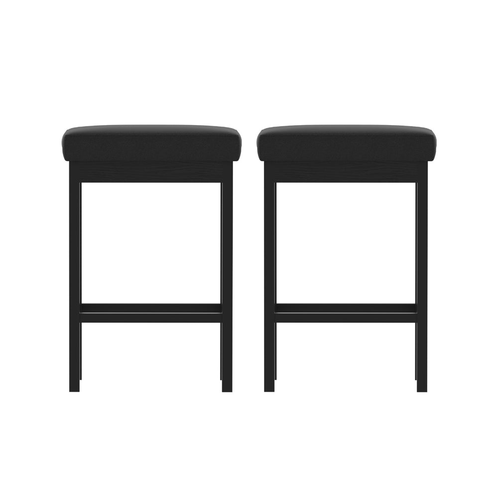 2x Artiss Metal Bar Stools PU Seat Dining Counter Chairs Chez Guru