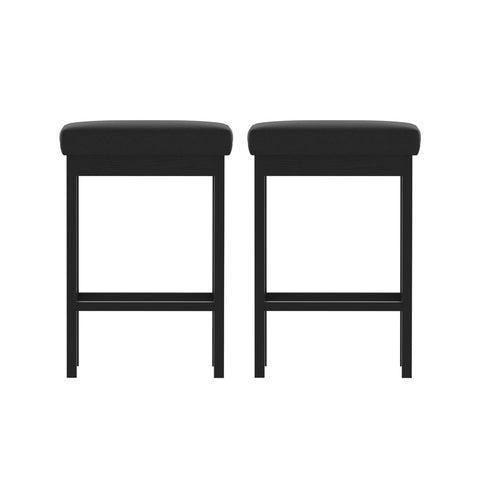 2x Artiss Metal Bar Stools PU Seat Dining Counter Chairs Chez Guru