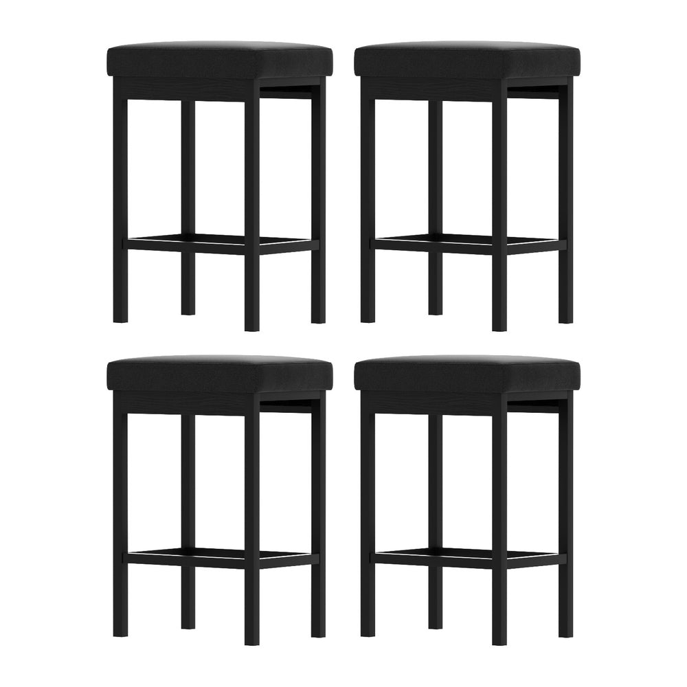 A Set of 4 Artiss Metal Bar Stools PU Seat Dining Counter Chairs Chez Guru