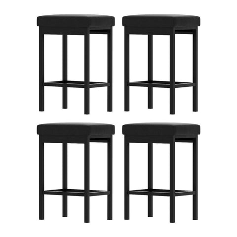 A Set of 4 Artiss Metal Bar Stools PU Seat Dining Counter Chairs Chez Guru
