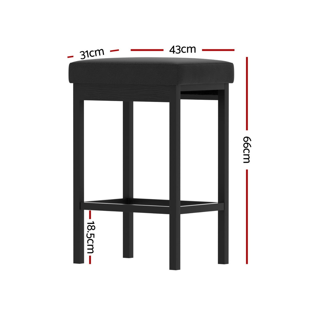 A Set of 4 Artiss Metal Bar Stools PU Seat Dining Counter Chairs Chez Guru