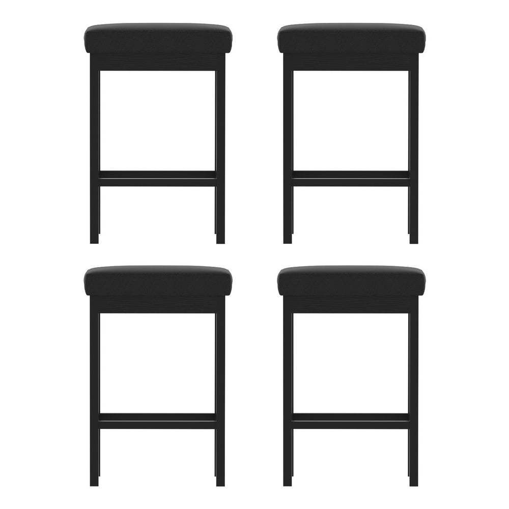 A Set of 4 Artiss Metal Bar Stools PU Seat Dining Counter Chairs Chez Guru