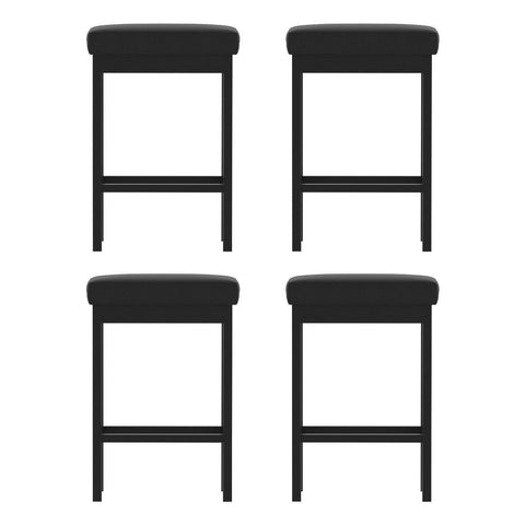 A Set of 4 Artiss Metal Bar Stools PU Seat Dining Counter Chairs Chez Guru